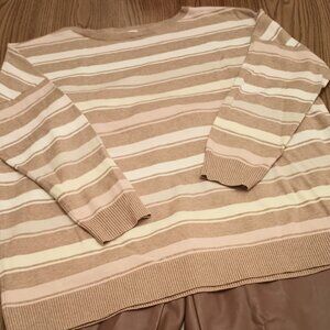 J. Jill Size XL Tan Striped Sweater Like New